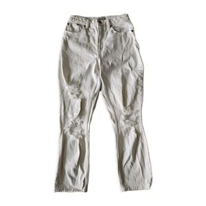 Abercrombie & Fitch White High Rise Mom Jean Distressed Skinny Curve Love 25